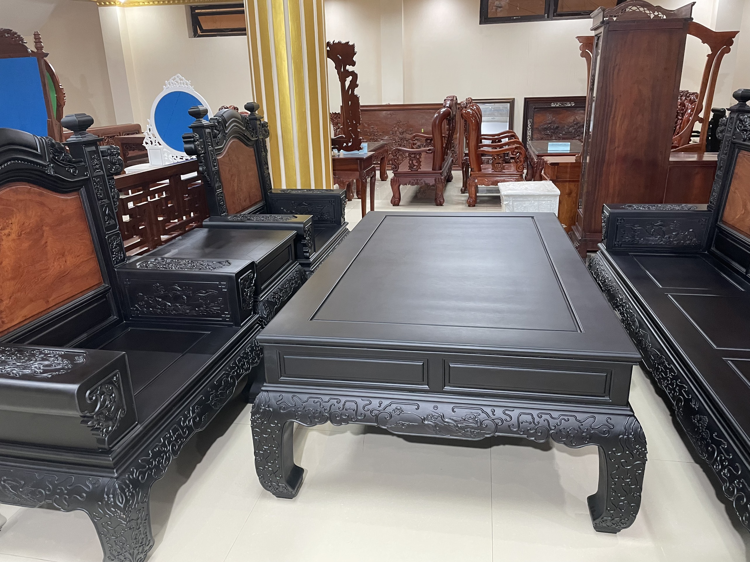BỘ BÀN GHẾ KHỔNG TỬ GỖ TRẮC NAM PHI - 7 MÓN