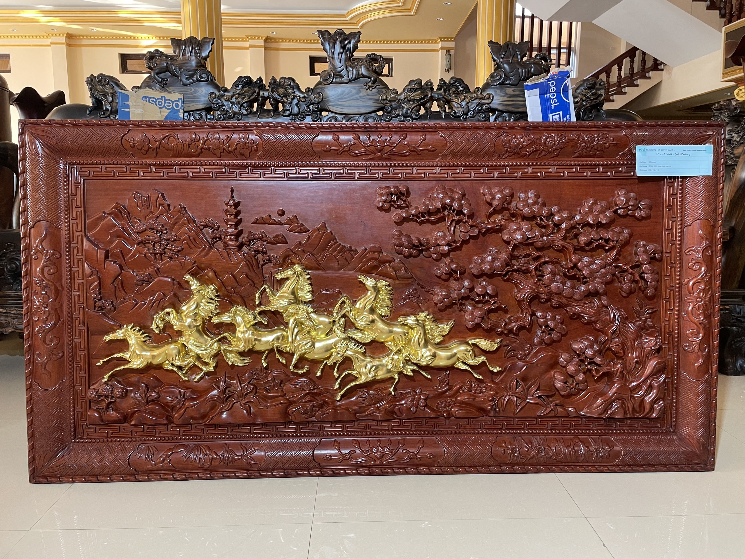 TRANH BÁT MÃ GỖ HƯƠNG LIỀN KHỐI DÂY 8 CM