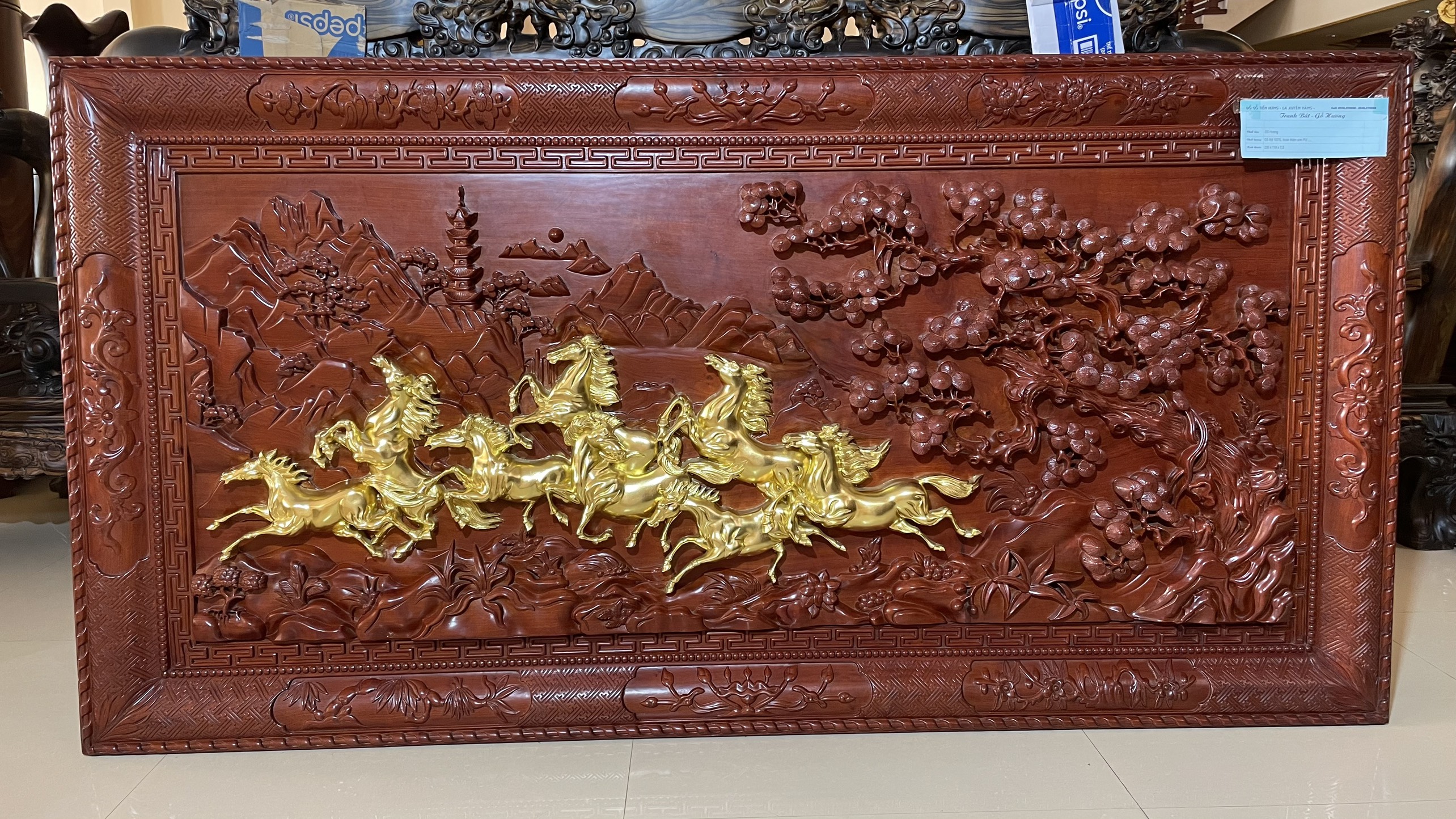 TRANH BÁT MÃ GỖ HƯƠNG LIỀN KHỐI DÂY 8 CM