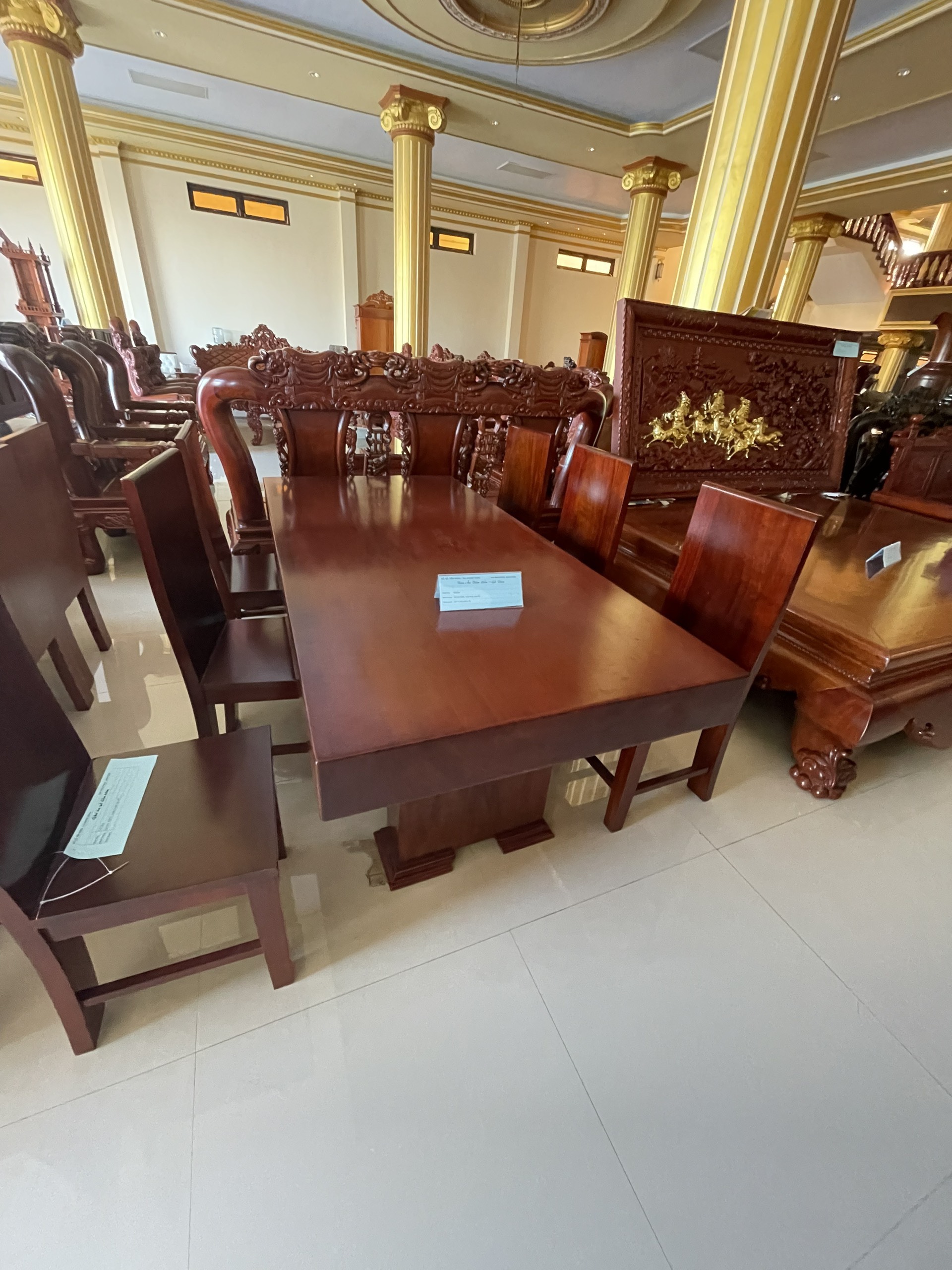 BỘ BÀN ĂN LIỀN KHỐI GỖ GÕ