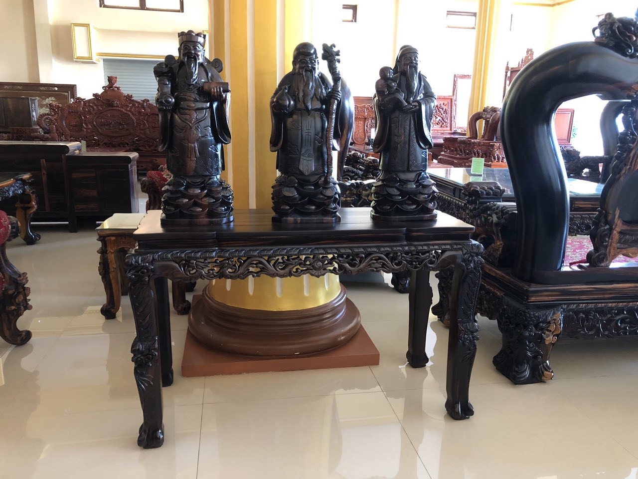 BỘ TƯỢNG  PHÚC - LỘC - THỌ GỖ MUN