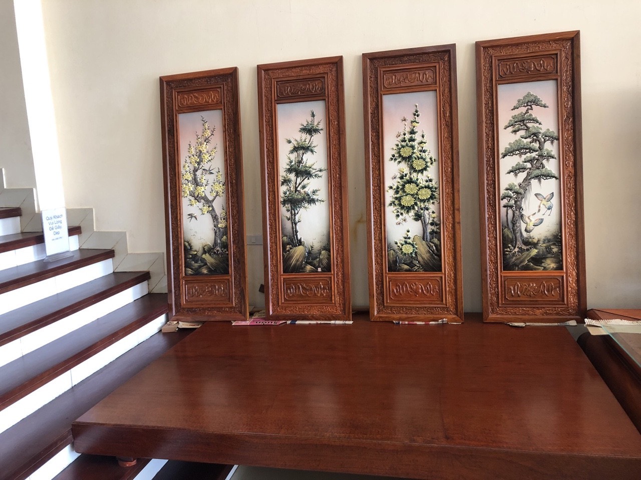 TRANH TỨ QUÝ GỖ HƯƠNG