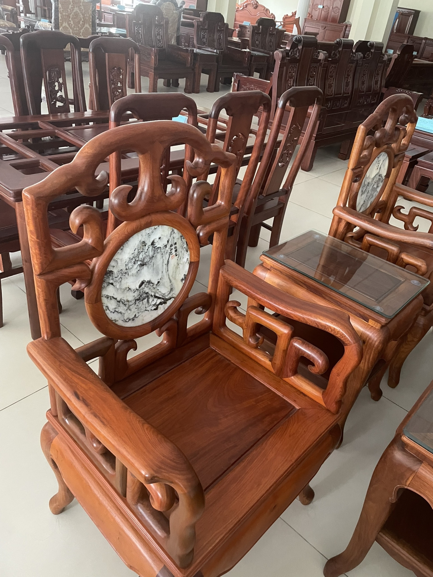Bộ bàn ghế gỗi Móc Trúc gỗ Hương Đá  7 món