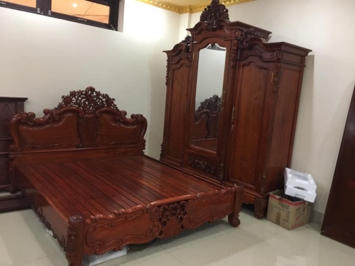 Bộ giường + Tủ bu liêu lá tây