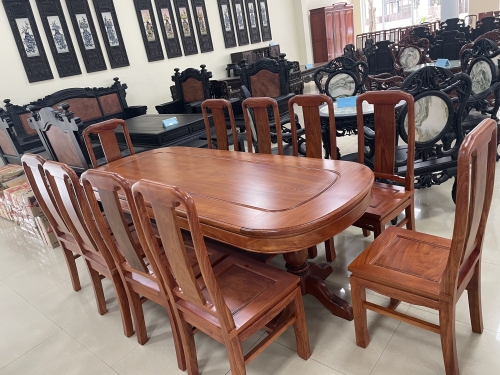 Bộ bàn ăn Elip gỗ hương đá