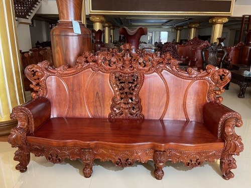 Bộ ghế lá tây gỗ Hương 10 món