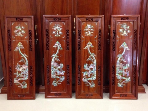 Tranh tứ quý Gỗ Hương