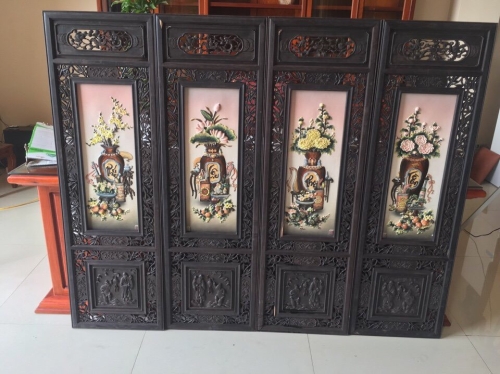 Tranh tứ Quý gỗ trắc Nam Phi