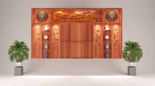 Vách gỗ trang trí phòng khách