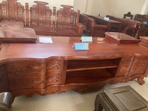 Kệ lá tây gỗ hương vân, nghăn kéo mềm mại