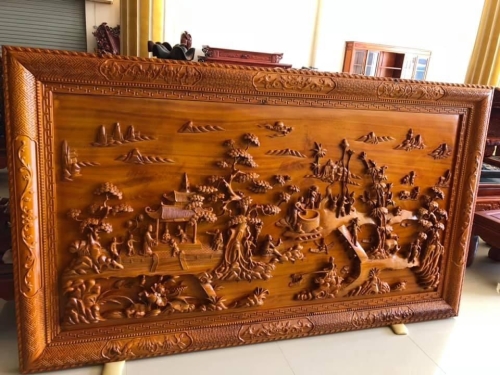 Tranh đồng quê liền khối 8 cm - Gỗ Gõ