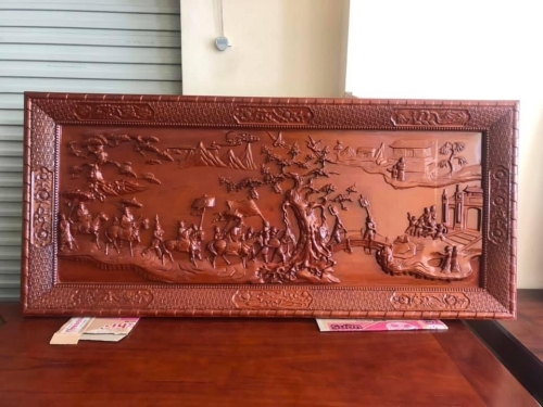 Tranh vinh quý bái Tổ gỗ Gụ