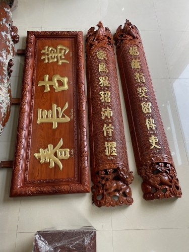 Tạ tự câu đối Long máng gỗ Hương