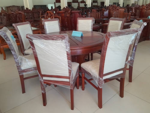 Bàn ăn tròn 8 ghế  gỗ hương  bàn đường kính 1m60