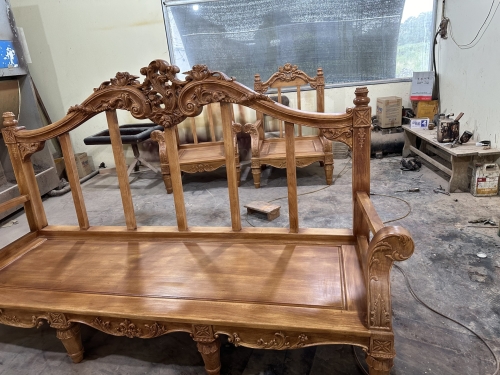 Bộ sopha hoàng gia lá tây  Gỗ gõ nam phi  7 món
