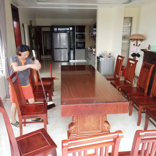 Bộ bàn ăn liền khối  Gỗ Lim Nam Phi  10 ghế