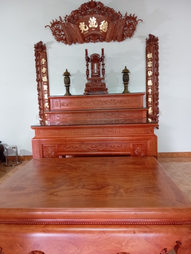 Bàn thờ Tam cấp gỗ Hương Đá  Kết hợp Sập Tứ Diện