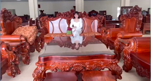 Bộ Bàn Ghế Hoàng Gia Lá Tây Đục Tay Cao Cấp